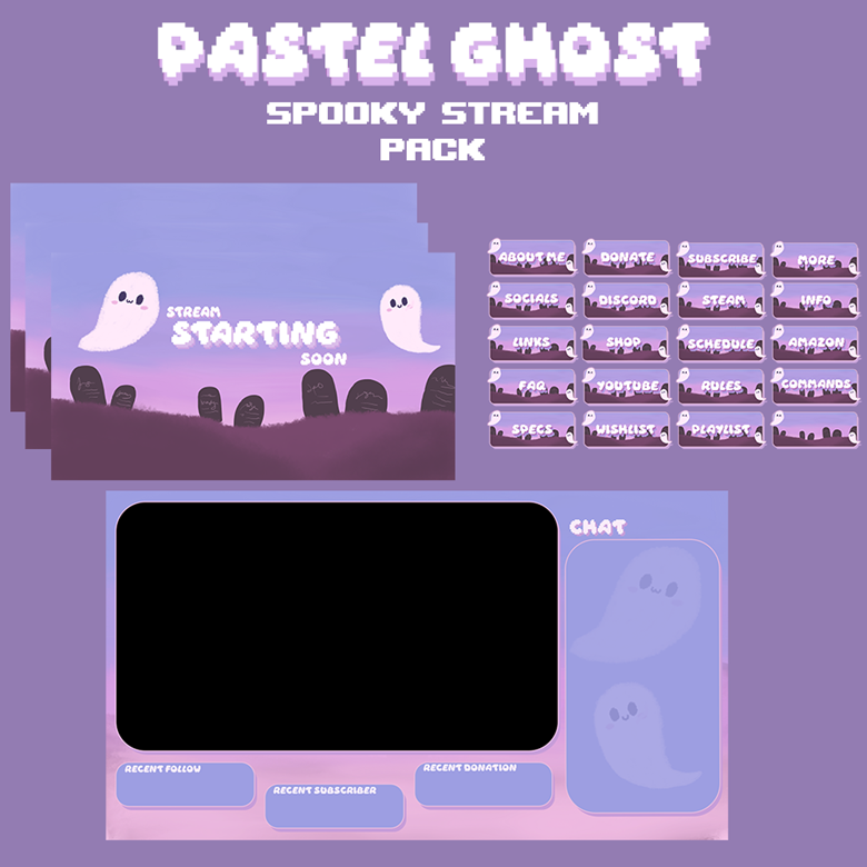 Ghostly Purple Overlays Twitch Streamer Overlays & Scenes 