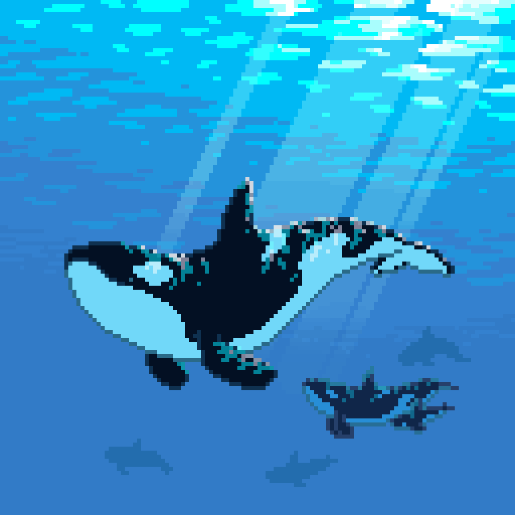 Pixel Orcas Phone Wallpaper - Digital Tiramisu's Ko-fi Shop - Ko-fi ️ 