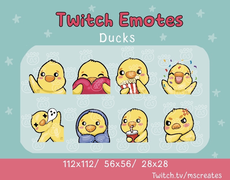 Yellow Ducks Twitch Emotes Pack/ Premade Duck Bundle- Hello, Heart love ...