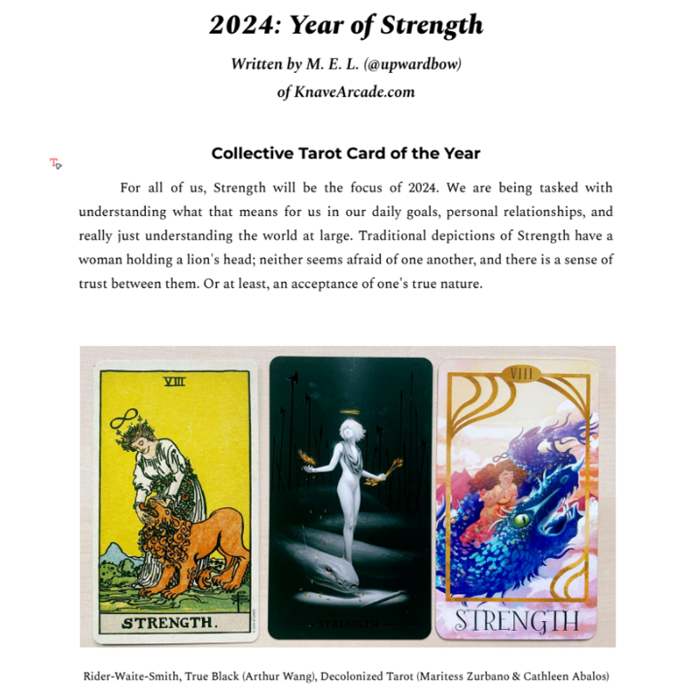 2024 Strength Year Mini Guide - upward bow tarot + astrology ...