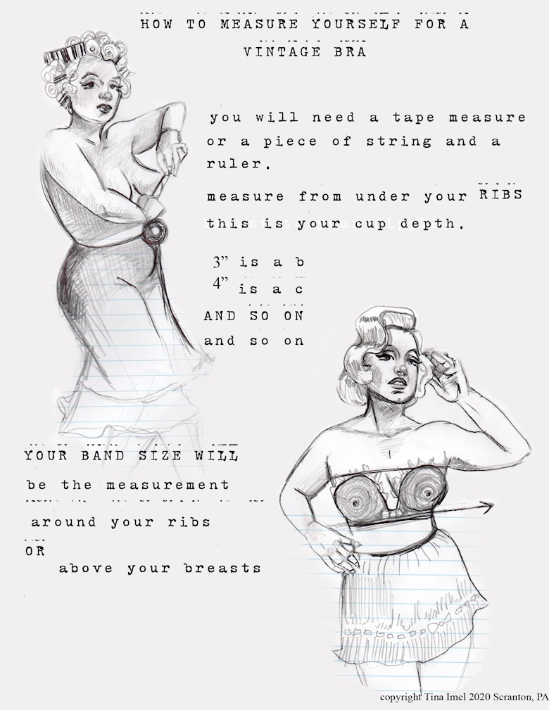 Vintage Bra measuring guide - Tina Imel's Ko-fi Shop - Ko-fi