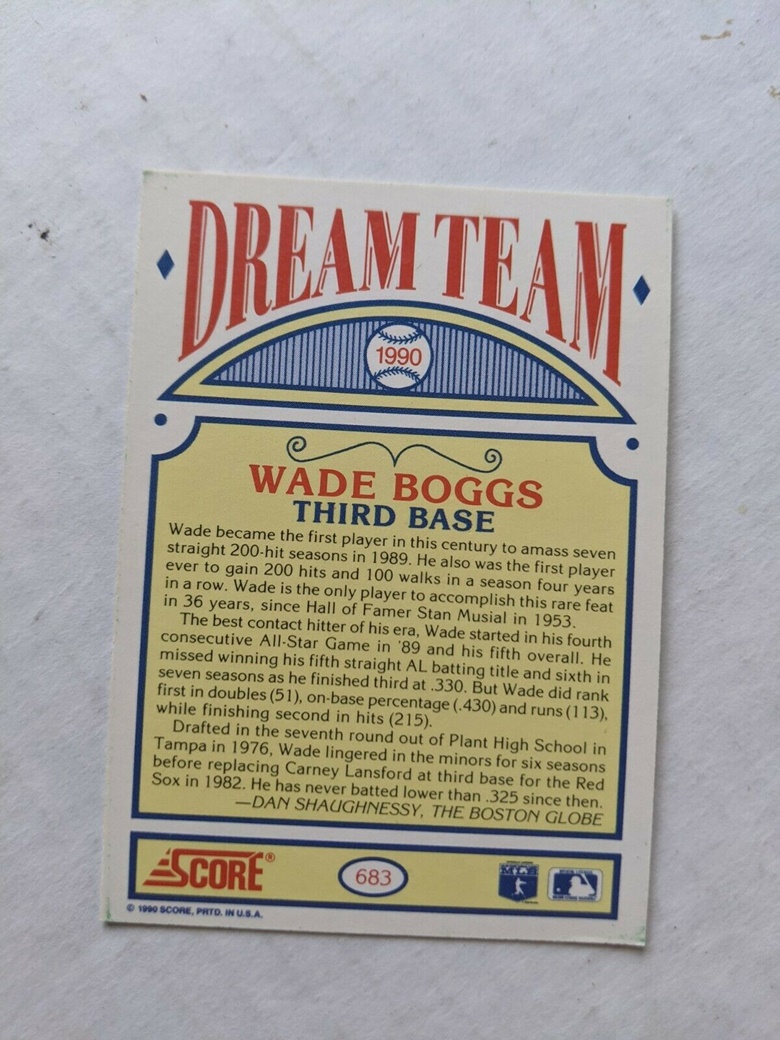 1990 Score Wade Boggs Dream Team 683 - Fregworld's Ko-fi Shop - Ko-fi ️ ...