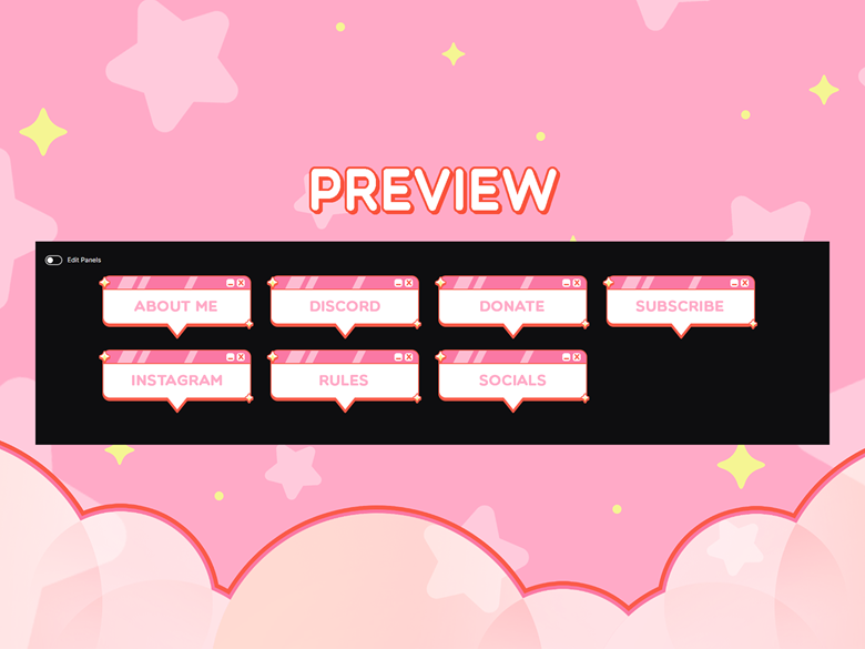 Animated Cute Pink Starry Chatbox Stream Package - Jannie 's Ko-fi Shop ...