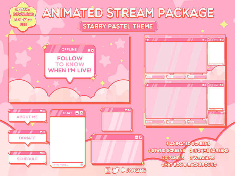 Cute Kawaii Overlay Screen - Pink