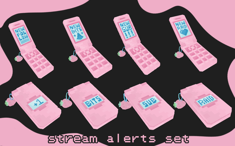 Pink Flip phone - Stream Alerts Gif Pack - stellae's Ko-fi Shop