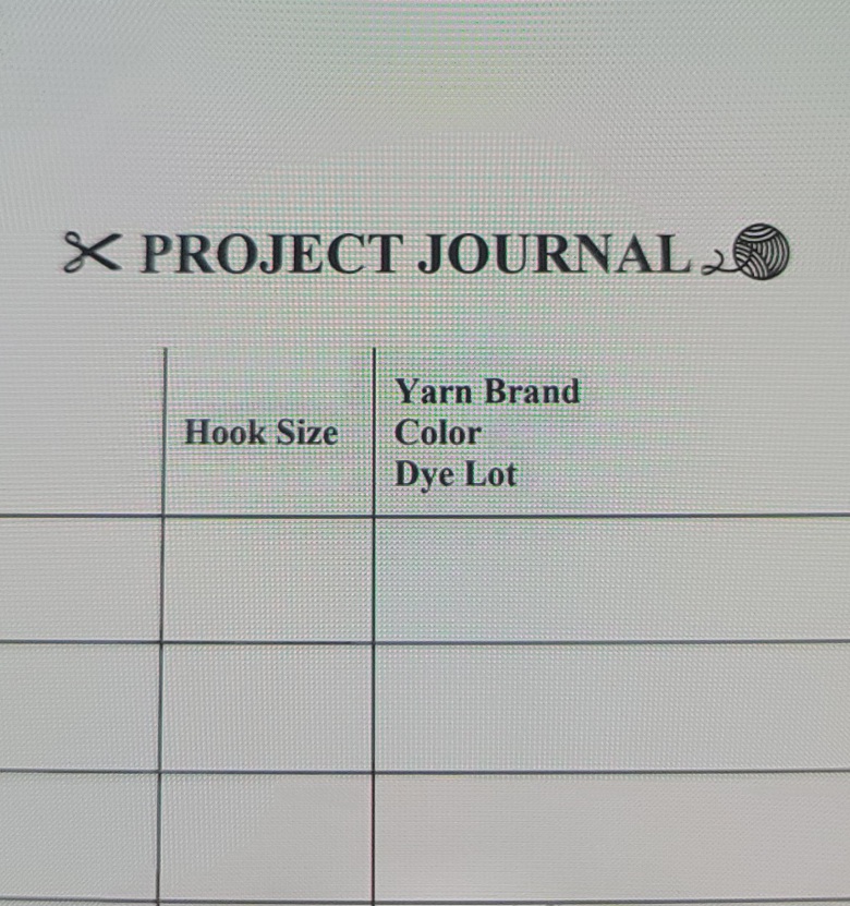 PRINTABLE Crochet Journal PDF, Instant Download