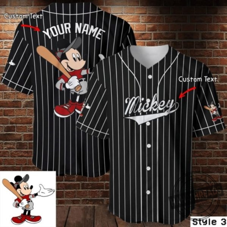 Custom Name Mickey Mouse Disney Baseball Black Gift For Lover Baseball ...