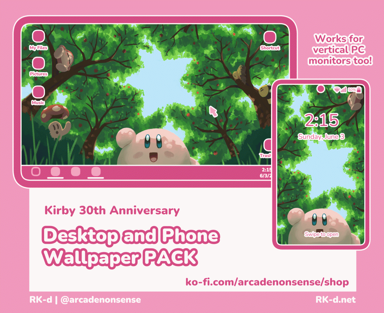 Kirbys 30th Anniversary Kirby Version 2 Wallpaper  Cat with Monocle