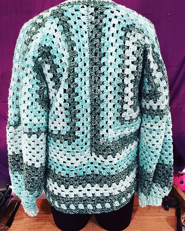 Crocheted hexi-cardigan in green ombré, size small - Sol's Ko-fi Shop ...