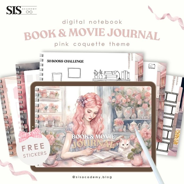 50 Books & Movies Journal | Pink Coquette Lady Theme - 𐙚˙⋆ Sis