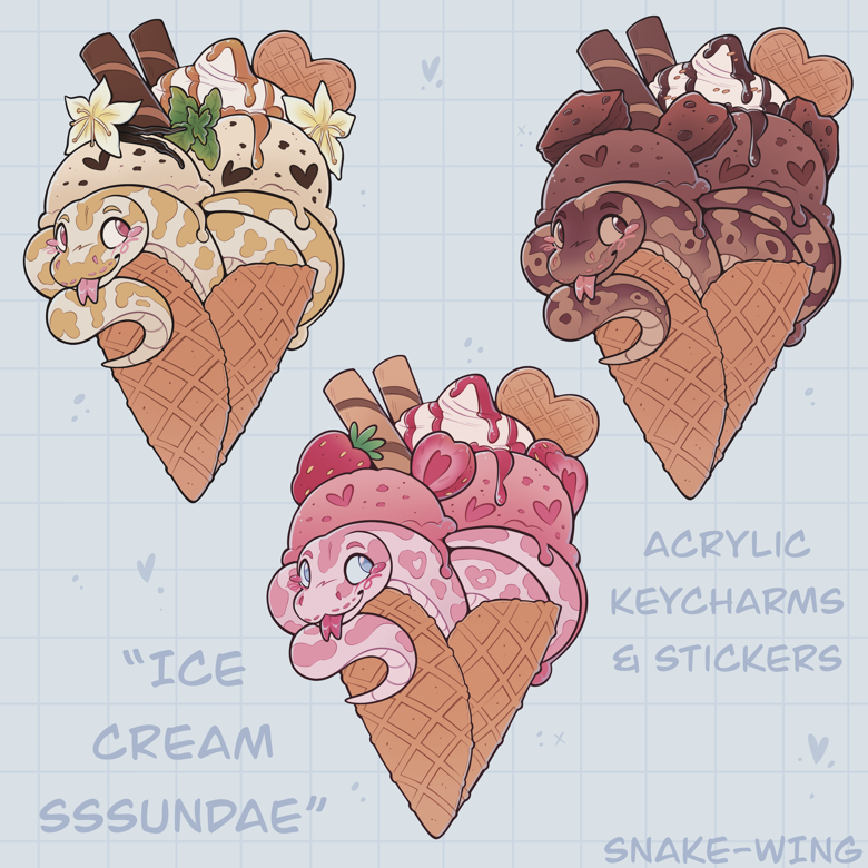 Snake Ice Cream Acrylic Charms - snake-wing's Ko-fi Shop - Ko-fi ️ ...