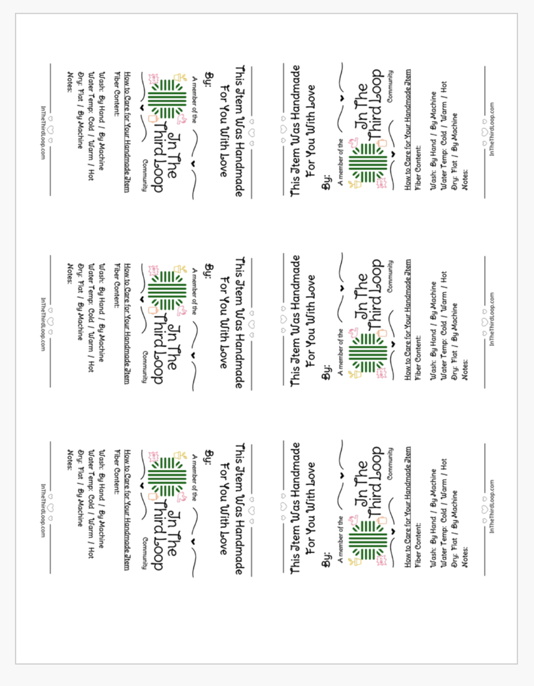 Printable Donation Tag and Care Instruction Card Pages PDF - In The ...