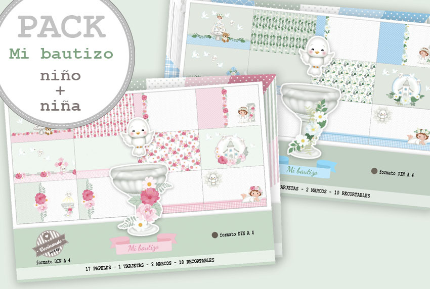 KIT SCRAPBOOKING PARA ALBUM DE BAUTIZOS.