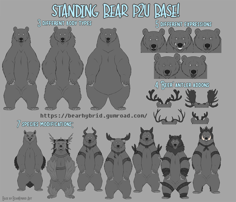 Standing Bear P2U base - BearHybrid's Ko-fi Shop - Ko-fi ️ Where