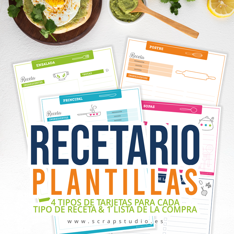 Recetario: Plantillas Editables Para Recetas - ScrapStudio's Ko-fi Shop ...