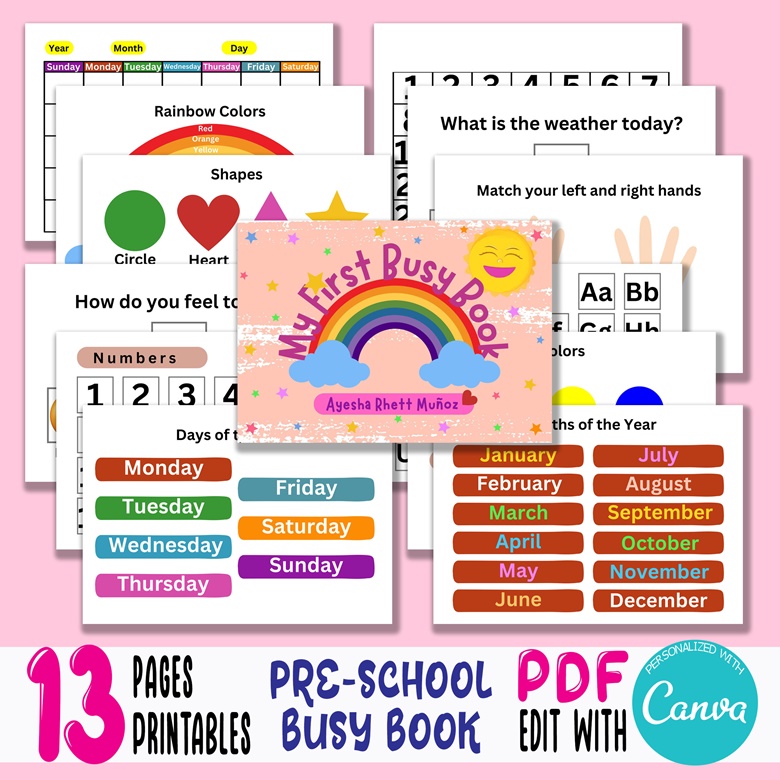 13 Pages Printable Pre School Busy Book - Rona Castillet's Ko-fi Shop ...