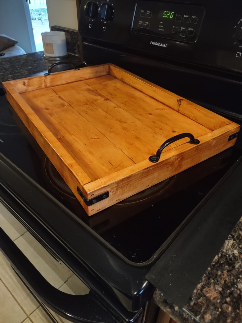 Large Serving Tray with Black Handles and Corner Supports That Add ...