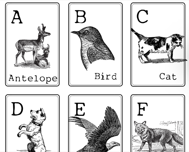 Vintage Style Animal Alphabet Flash Cards 3 sizes - The Traveling ...