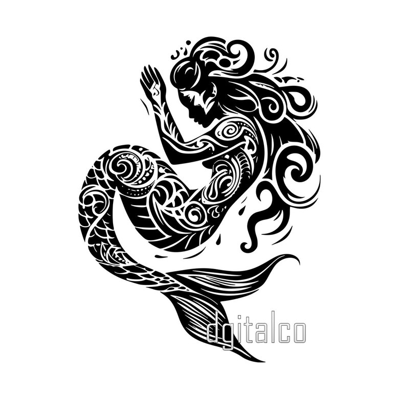Tattoo art mermaid hand drawing and sketch black and white - stock vector  2606835 | Crushpixel