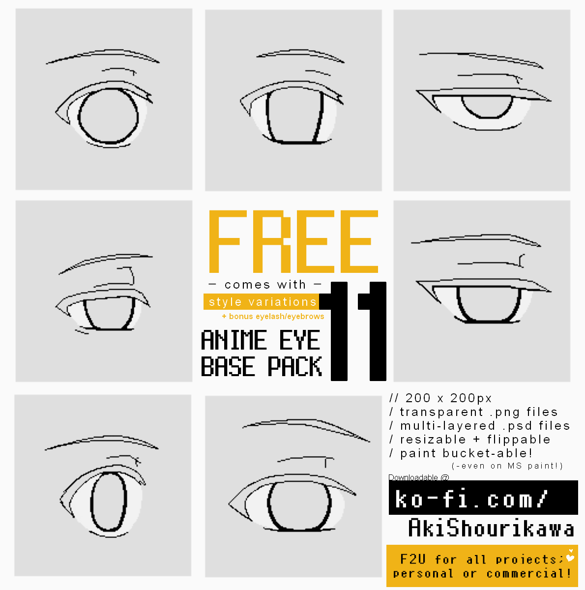 FREE 11 Anime Eye Base Pack - AKI SHOURIKAWA's Ko-fi Shop - Ko-fi ️ ...