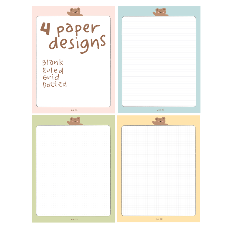 Bear Memo Notes Printable Note Pad Digital Instant Download Cute Aesthetic  Cartoon Teddy Bear Journal Planner Letter Sheet Stationery 