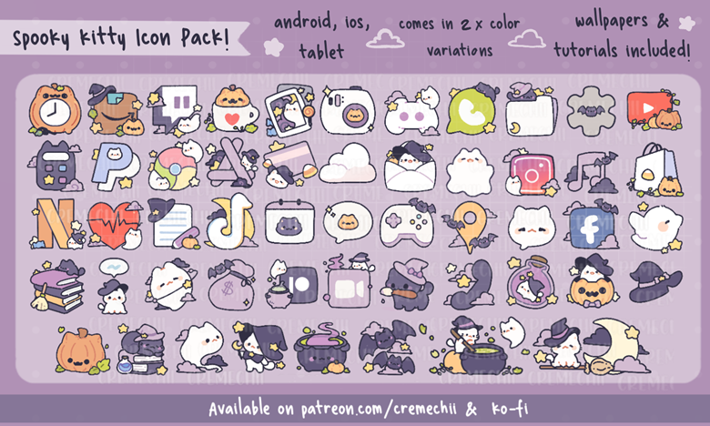 Cute Cats  Icon Pack - Dear StrayGhost's Ko-fi Shop - Ko-fi