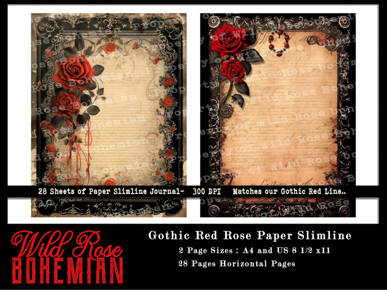 Gothic Digital Paper, Gothic Scrapbook, Victorian Damask, Skull