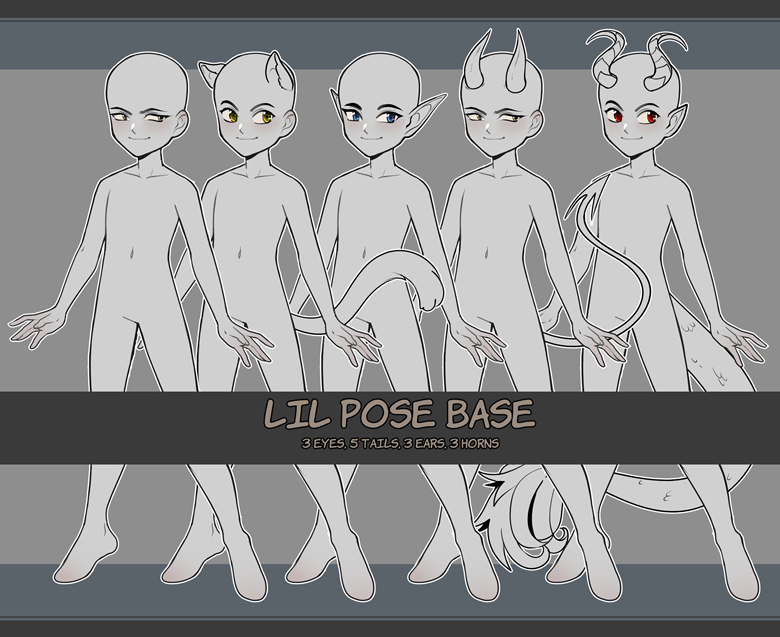 Chibi poses No eyes - Anime Bases .INFO