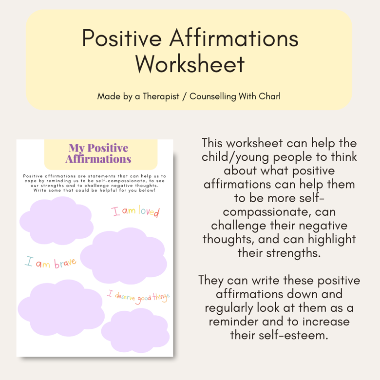 3 Self Esteem Worksheets for Children & Young People - Counselling with ...