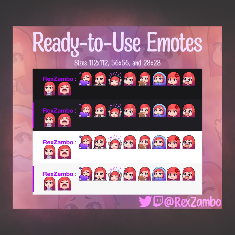 Red Haired Femme Emotes - Rexzambi's Ko-fi Shop - Ko-fi ️ Where 