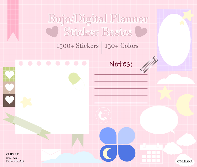 Chill & Cute Aesthetic Sticker Sheet  For Bullet Journals, Planners, –  jollacostationery