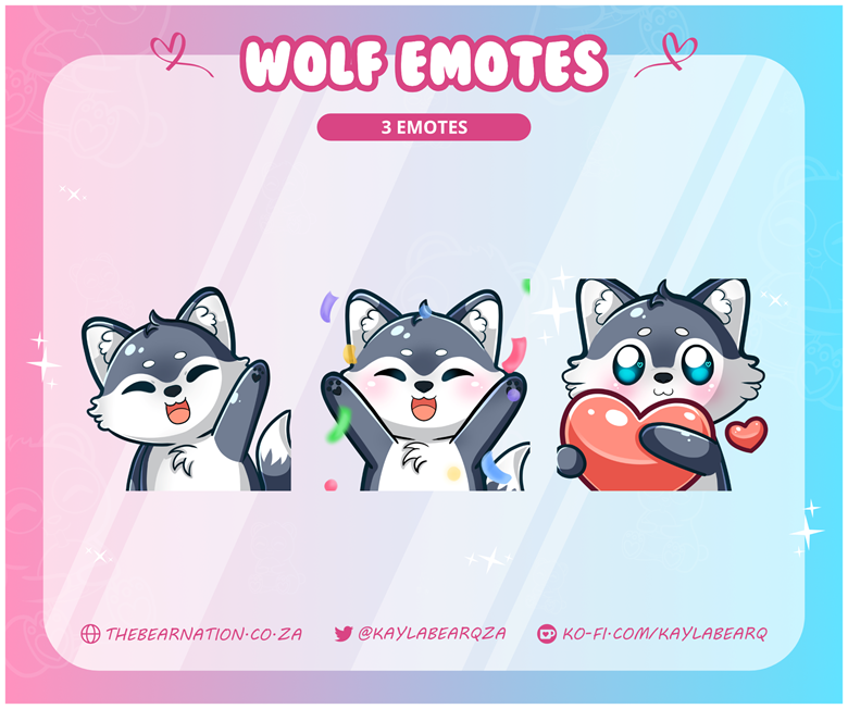 Wolf Emote Set for - Twitch, YouTube | Streaming | Discord Stickers ...