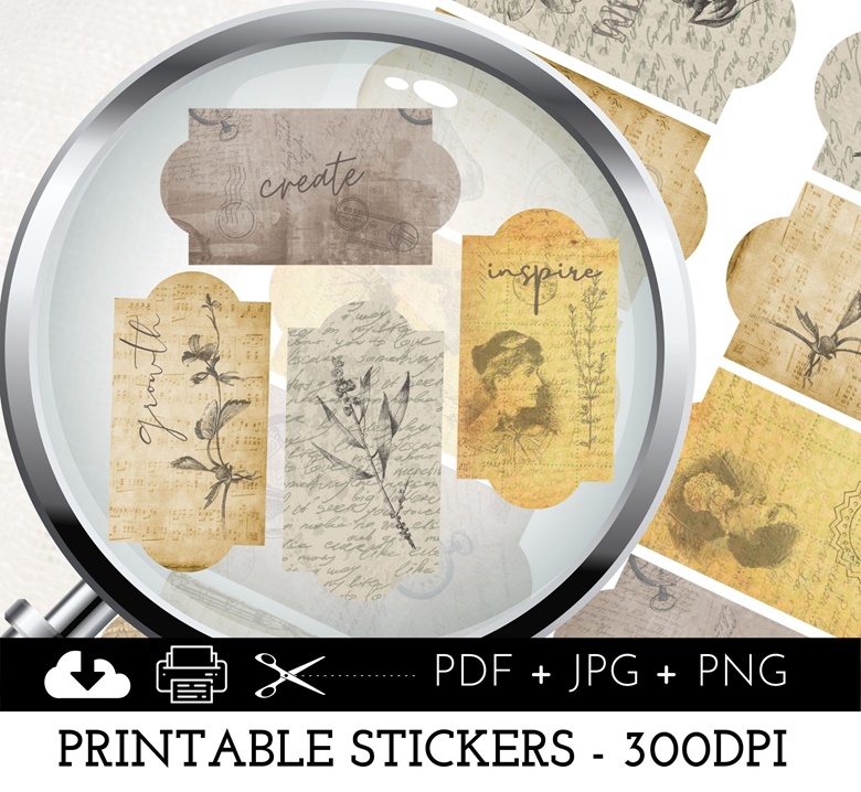 vintage aesthetic printable junk journal labels thejournalbabes s ko fi shop ko fi where creators get support from fans through donations memberships shop sales and more the original buy me a coffee