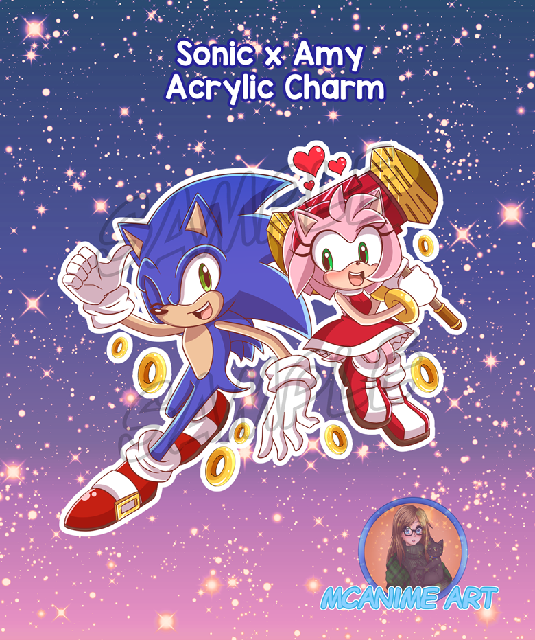 Sonic x Amy 3 Acrylic Charm - McAnime Art's Ko-fi Shop