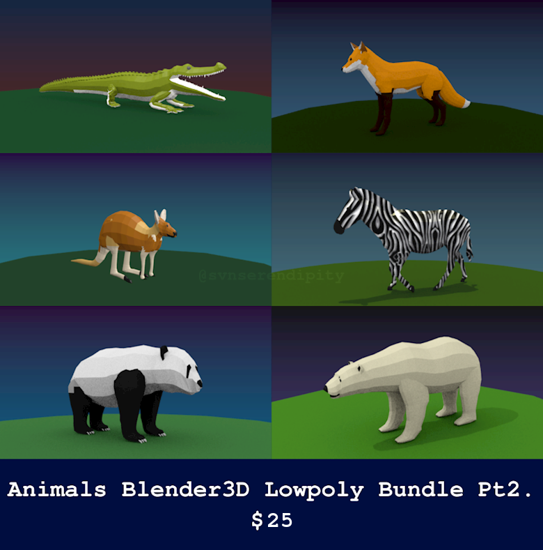 Animals Blender3D Lowpoly Bundle Pt2.