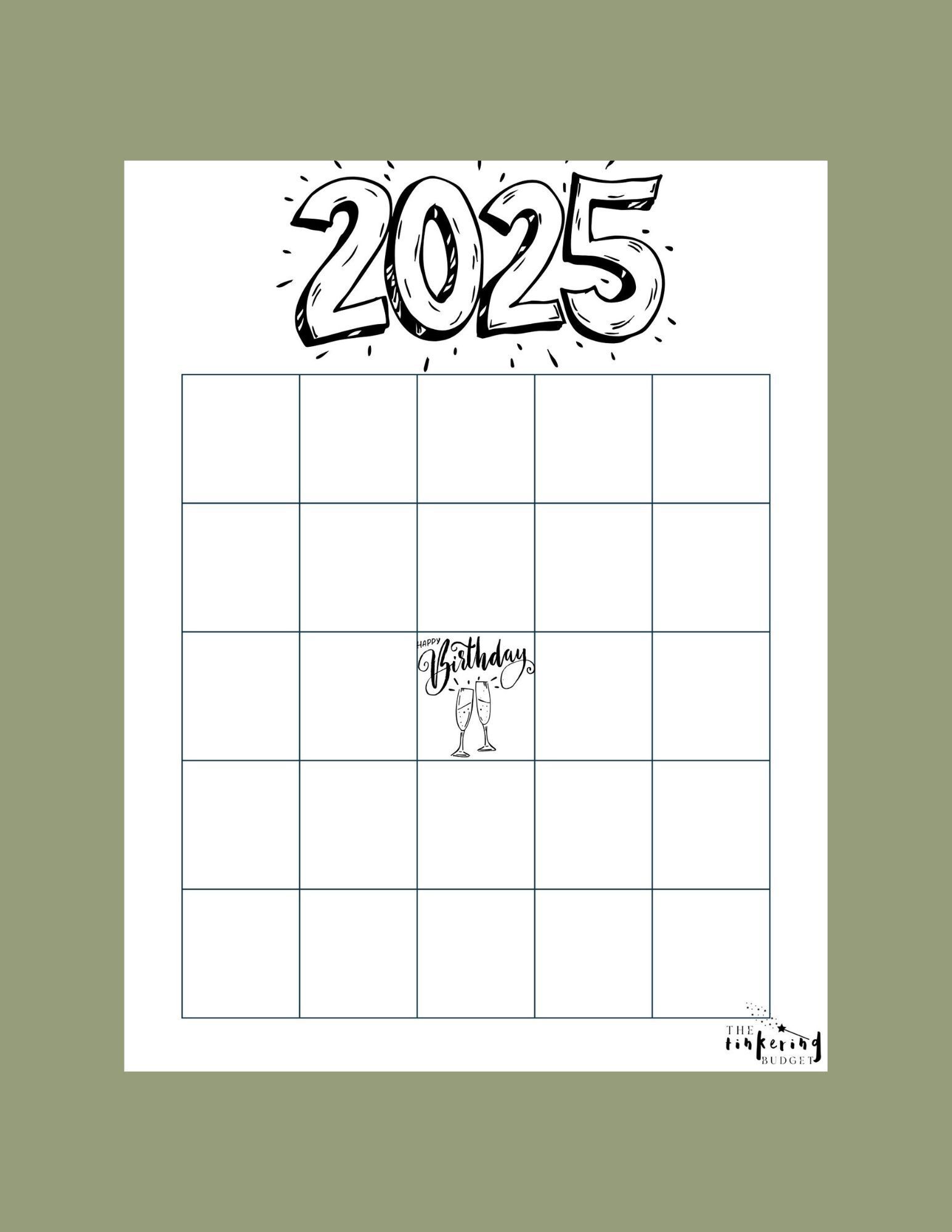 Empty Bingo Card 3x3