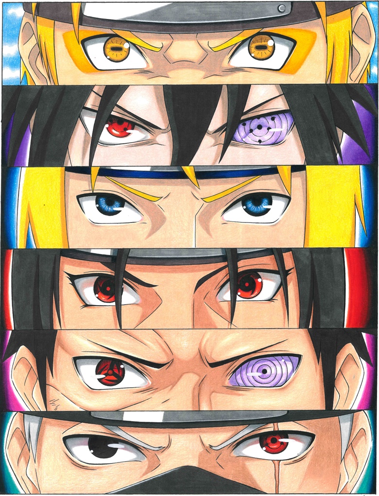 Naruto eyes collage print A3 size - YASHALI ART's Ko-fi Shop