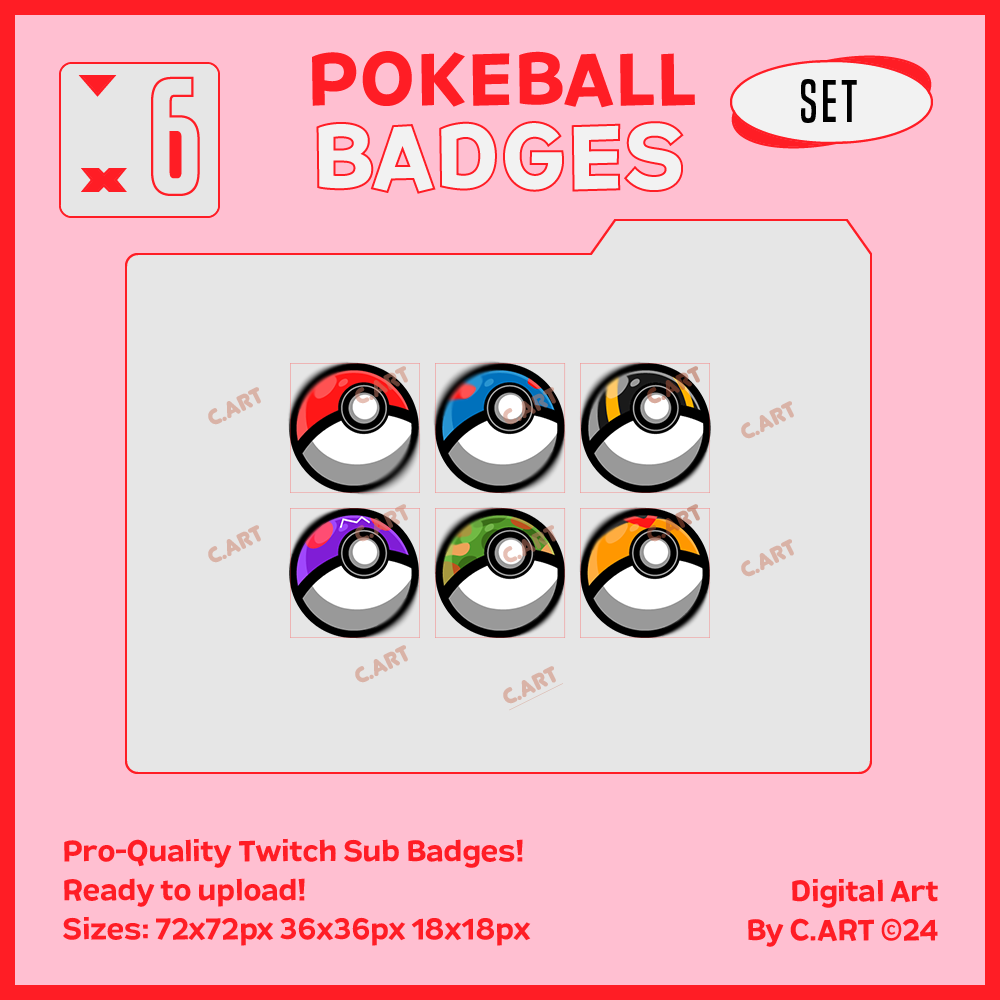 6 Pokeball Twitch Sub Badges Pro Set - Claire's Ko-fi Shop - Ko-fi ️ ...