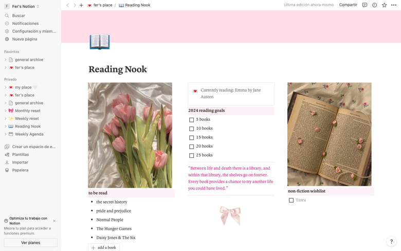 Coquette Reading Nook Notion Template - Fer's Templates's Ko-fi Shop ...