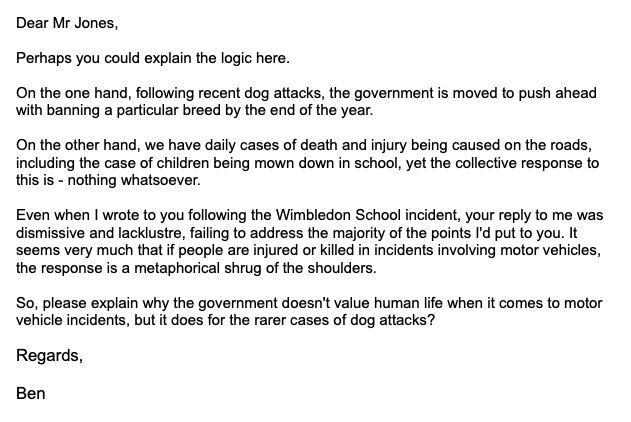 Emailing my MP: Dog Violence vs Motor Traffic Violence - Ko-fi ️ Where ...