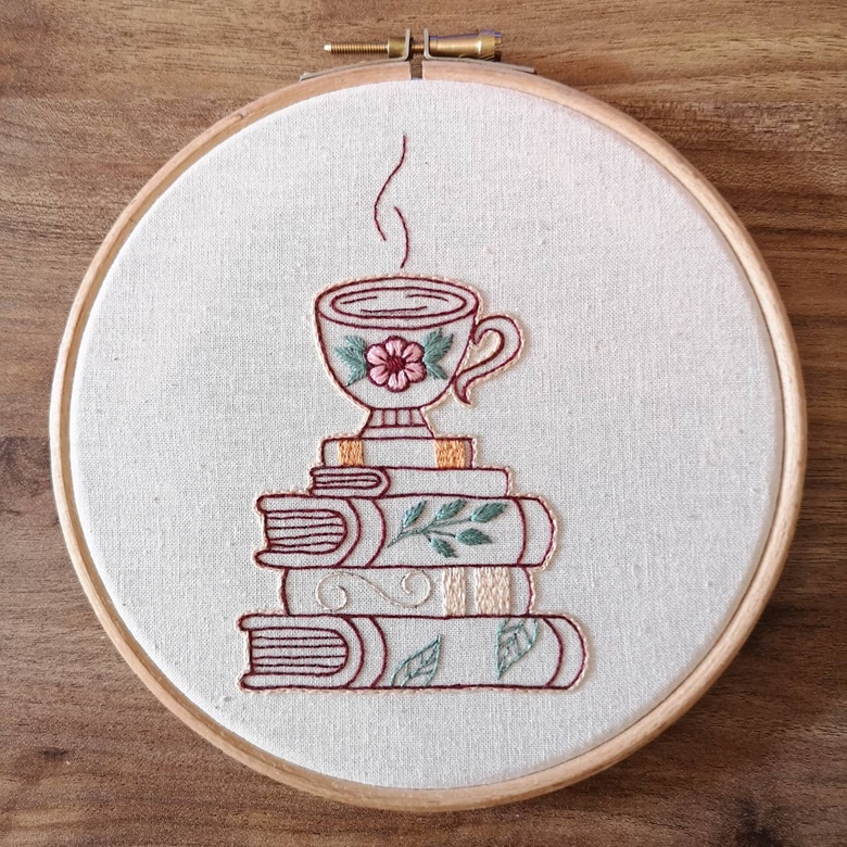 Books and a Cup of Tea Pdf Embroidery Pattern with Video Tutorials -  RedworkStitches's Ko-fi Shop - Ko-fi ❤️ Where creators get support from  fans through donations, memberships, shop sales and more!