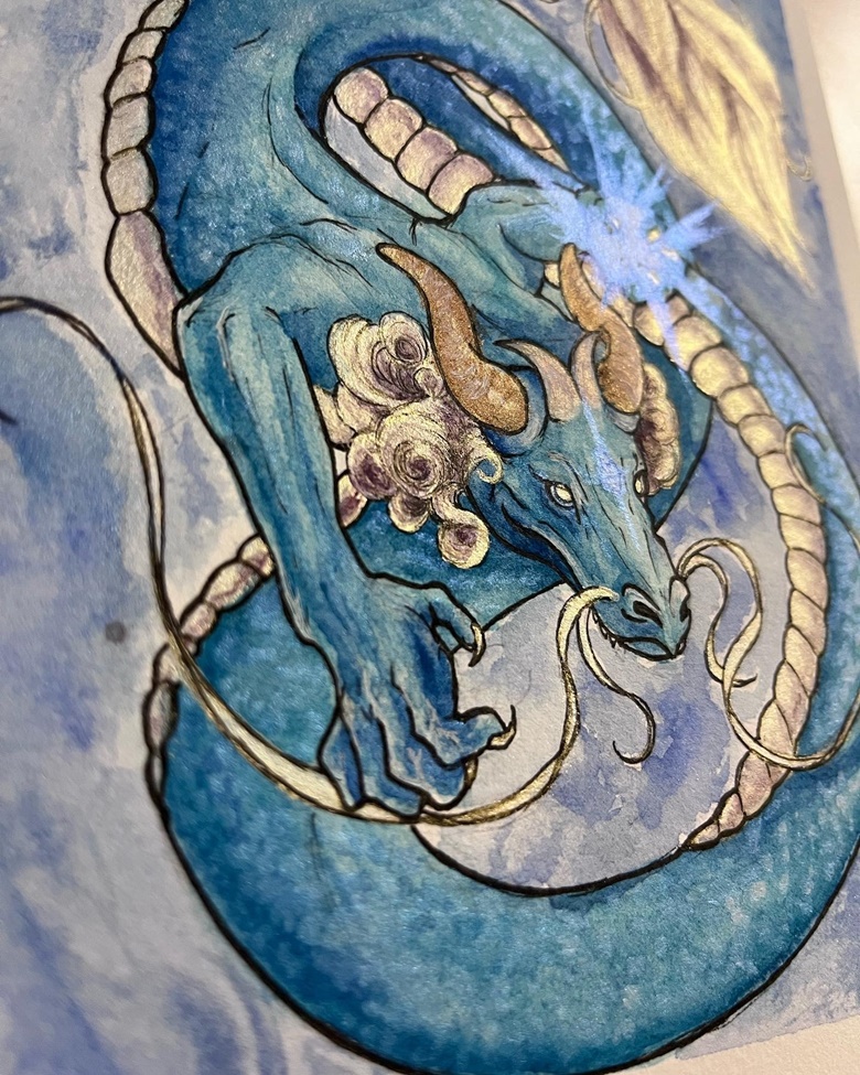 Original Iridescent Watercolor painting of a Water Dragon (Elliott) -  JennCreation's Ko-fi Shop - Ko-fi ❤️ Where creators get support from fans  through donations, memberships, shop sales and more! The original 'Buy