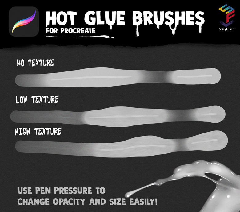 Hot Glue Brush Set for Procreate & Clip Studio Paint - Spicyfuse's Ko-fi  Shop