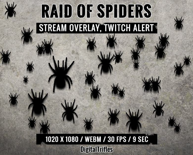 Spiders, Animated Stream Overlay, Full Screen Twitch Alert, Raid, Cheer ...