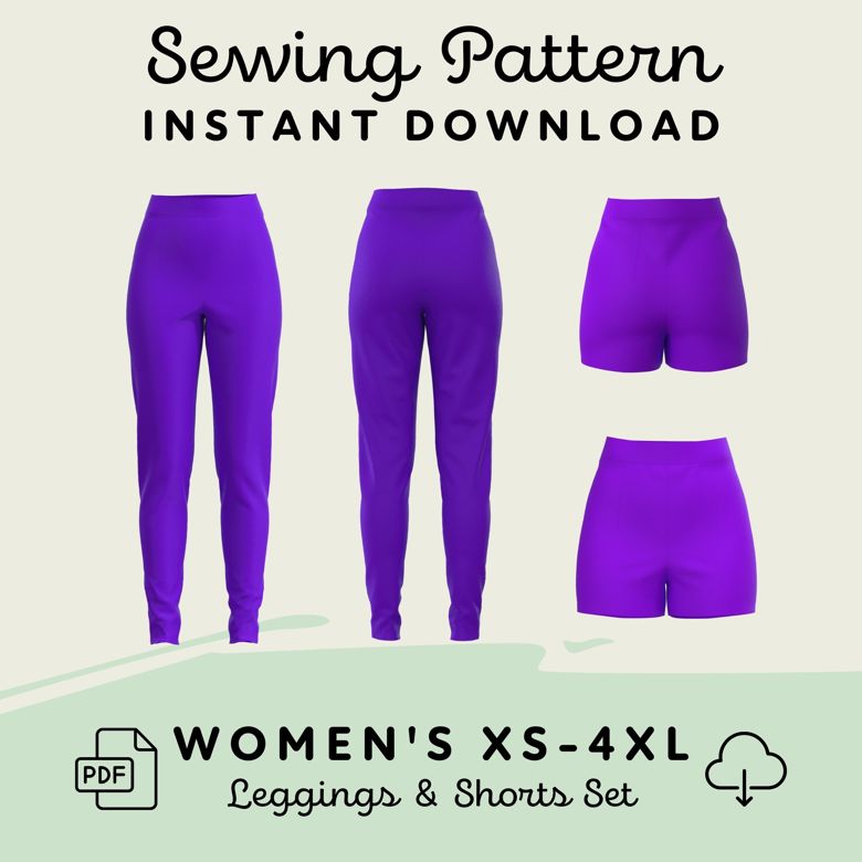 High Rise Leggings Sewing Pattern Pants XS-XL Instant Download Easy Digital  PDF 