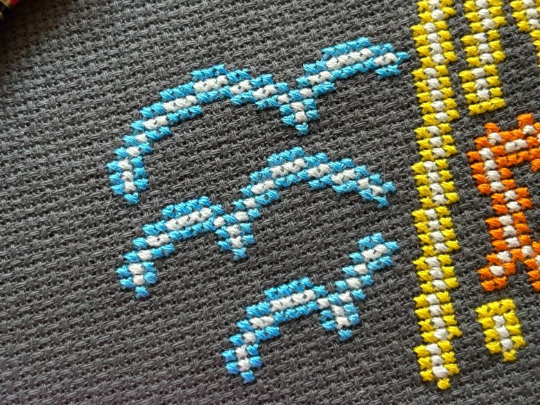 Neon Abduction Cross Stitch Pattern PDF - Alien Spaceship
