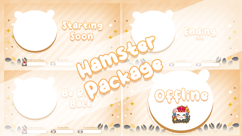 P2u Full Twitch Package Animated Streaming Pack Bijou Hamtaro Hamster Mouse Cute Edgy Kawaii