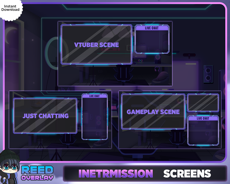 ANIMATED Twitch Overlay Stream Package: Lo-fi Vibe Aesthetic 