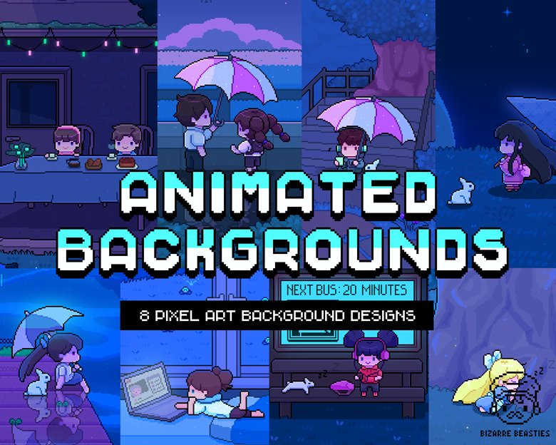 8x Premium Pixel Art Animated Backgrounds Bundle - Rainy Aesthetic ...