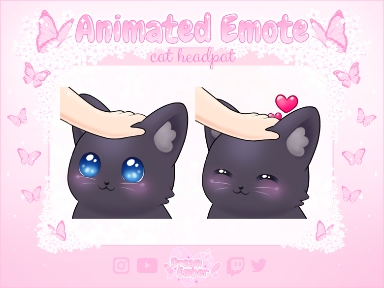 Cute Black Cat Animated Emote Twitch Cat Headpat Discord Stickers ...